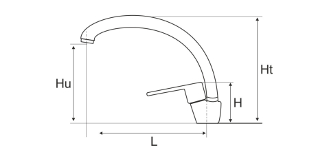 Baterie Delta Bucatarie Lebada Tip C - Lungime baterie 200 mm Inaltime levier 95 mm Inaltime utila 195 mm Inaltime totala 240 mm [1]
