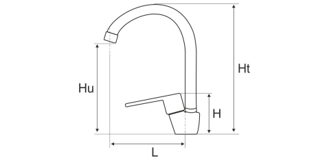 Baterie Delta Bucatarie Lebada Tip U - Lungime baterie 130 mm Inaltime levier 90 mm Inaltime utila 215 mm Inaltime totala 285 mm [1]