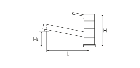 Baterie Lavoar Pipa Lunga 4001 - Lungime baterie 240 mm Inaltime baterie 150 mm Inaltime utila 150 mm [2]