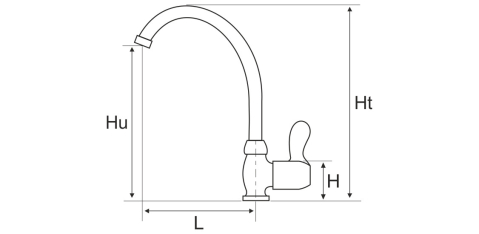 Baterie Robinet Apa Rece Tip U 4001 - Lungime baterie 150 mm Inaltime baterie 70 mm Inaltime utila 170 mm Inaltime totala 250 mm [3]