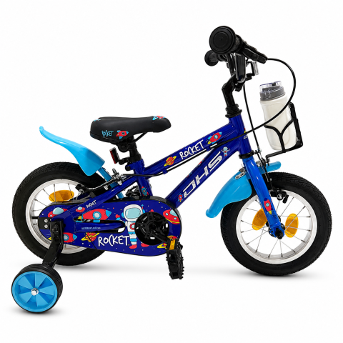 Scutere, ATV si Biciclete - Bicicleta Copii DHS Rocket - 12 Inch, Albastru inchis