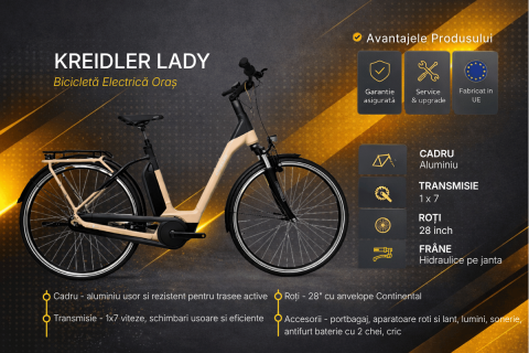 Bicicleta electrica Oras Kreidler Lady - 28 inch, L, Crem [2]