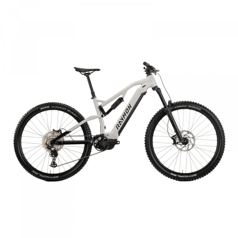 Biciclete electrice - Bicicleta Electrica Raymon Full Suspension Trailray 150 2025 - 29 Inch, S, Alb - Deore