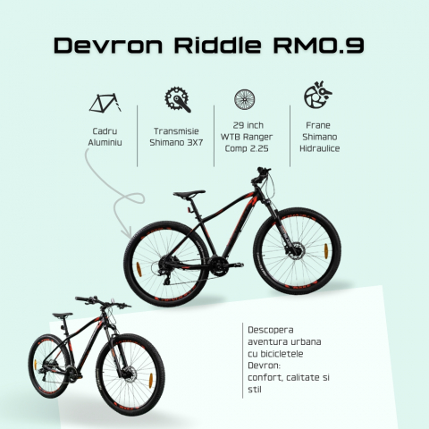 Bicicleta Mtb Devron Riddle 2023 RM0.9 - 29 Inch, M, Negru-Rosu [3]