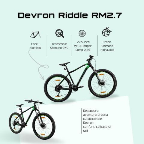Bicicleta Mtb Devron Riddle 2023 RM2.7 - 27.5 Inch, M, Negru [3]