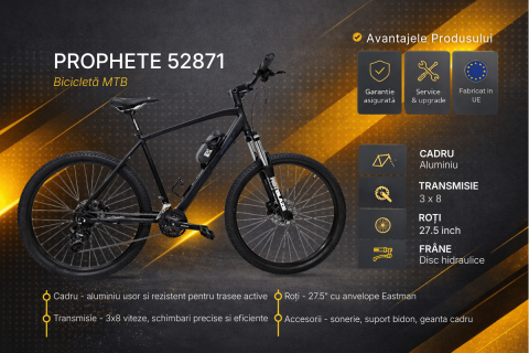 Bicicleta Mtb Prophete 52871 - 27.5 inch, XL, Negru [2]