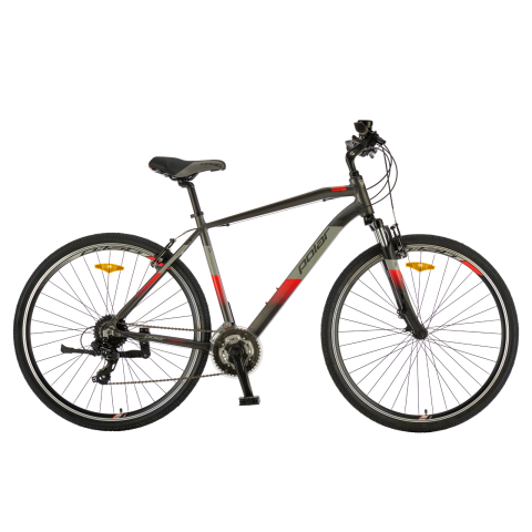 Biciclete Oras-Trekking - Bicicleta Trekking Polar Forester Comp - 28 inch, M-L, Gri-Rosu