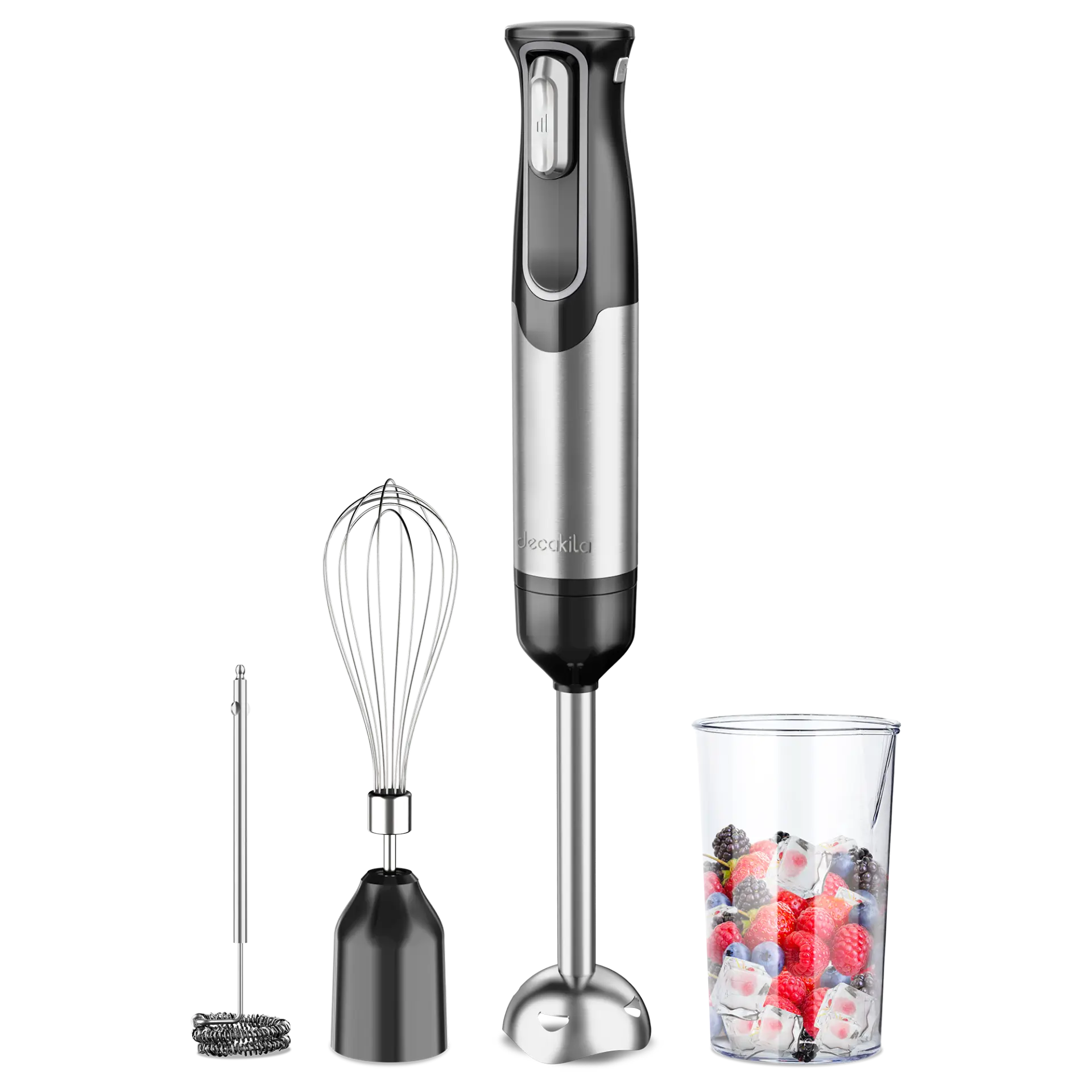 Electrocasnice - Blender si Mixer cu Baterie 4 in 1 Negru/Rosu Inox
