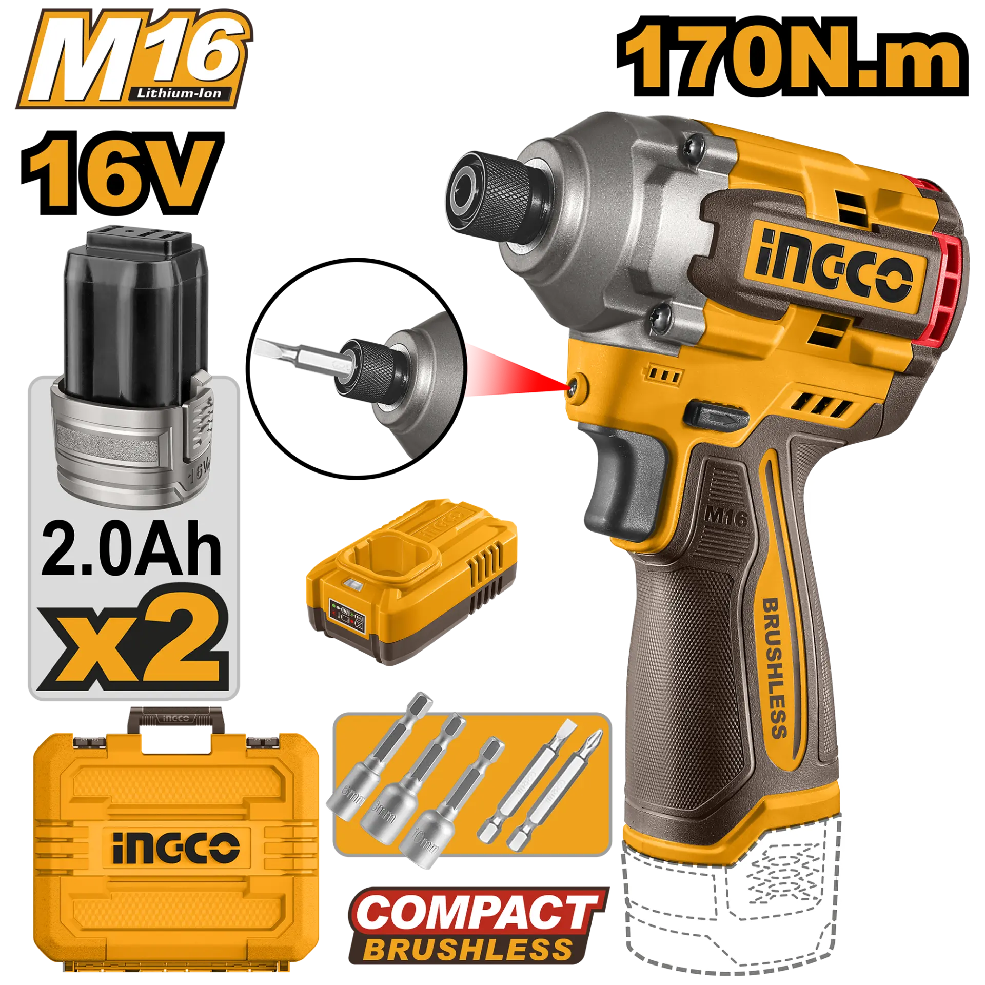 Masini de gaurit si insurubat - Bormasina 16V 170Nm cu Impact