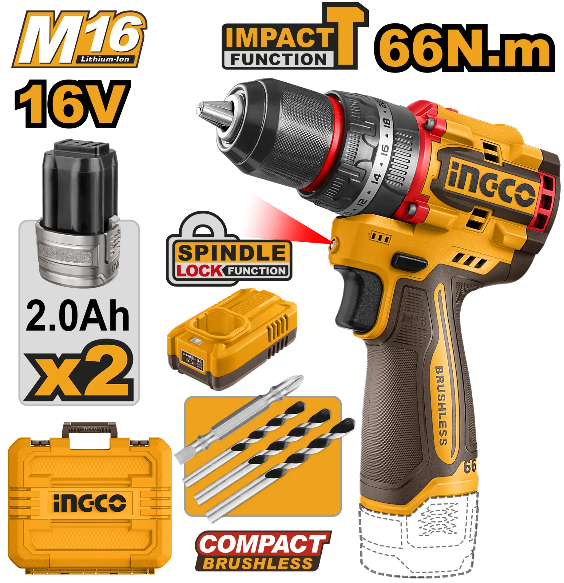 Masini de gaurit si insurubat - Bormasina 16V 66Nm cu Impact