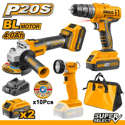Masini de gaurit si insurubat - Bormasina + Flex + Lanterna 20V + 2x 4Ah BL Motor
