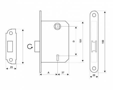 Broasca P ES7243 - Distanta interax 72 mm Adancime 43 mm Culoare broasca Alb mm [2]