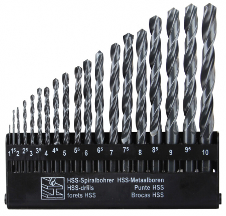 Burghie metal - Burghie Metal HSS 19 Pcs - Diametru burghie 1-10 mm