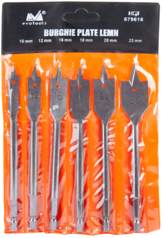 Burghiu Lemn Plat 6 Pcs 1103 - Diametru burghiu 10 - 25 mm [1]