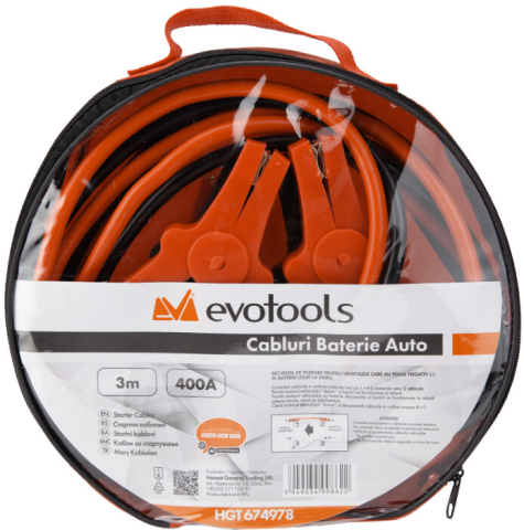 Cabluri Baterie Auto EvoTools - Lungime cabluri 3 m Intensitate 400 a [1]