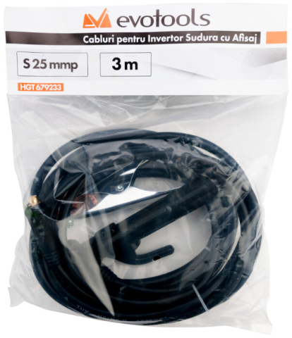 Cabluri Sudura 25mmp pentru Invertor cu Afisaj EvoTools - Lungime 3 m [1]