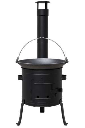 Ceaune - Ceaun din fontă natur Master Gustav 15 L + Sobă pe lemne Ø36 cm cu horn