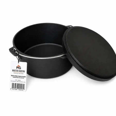 Ceaun din tuci/fontă natur 2 in 1, cu capac 15.7 Litri| Dutch Oven [6]