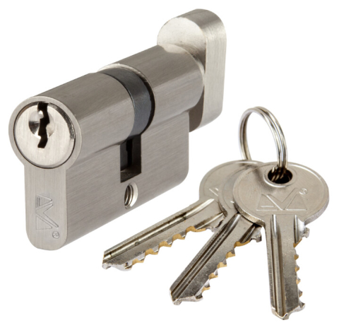 Scule & unelte - Cilindru Alama cu Buton EvoTools - Culoare Nichel Periat Tip Descentrat