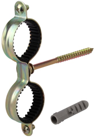 Elemente de instalatii cupru - Colier Dublu pt Teava cu Garnitura Zincat Galben