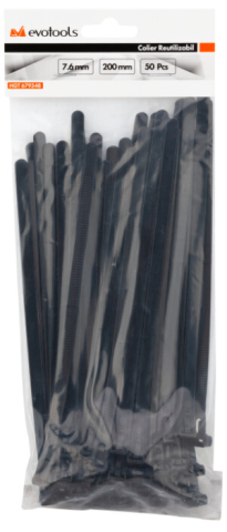 Colier Plastic Negru Reutilizabil - Cantitate 50 [1]