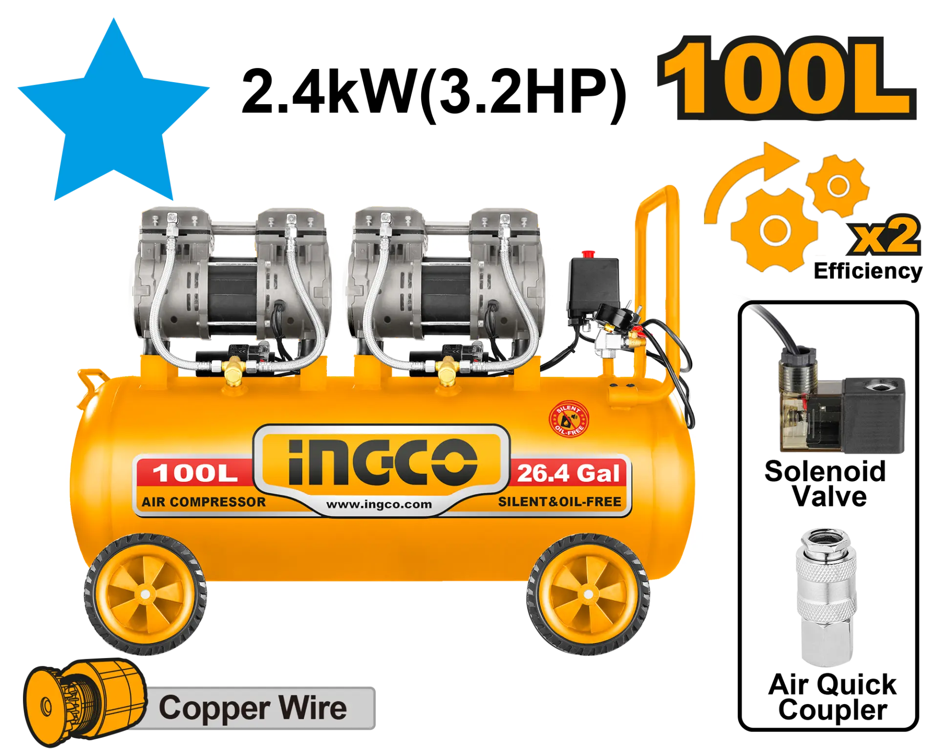 Scule si unelte pneumatice - Compresor 100L 2.4Kw Fara Ulei