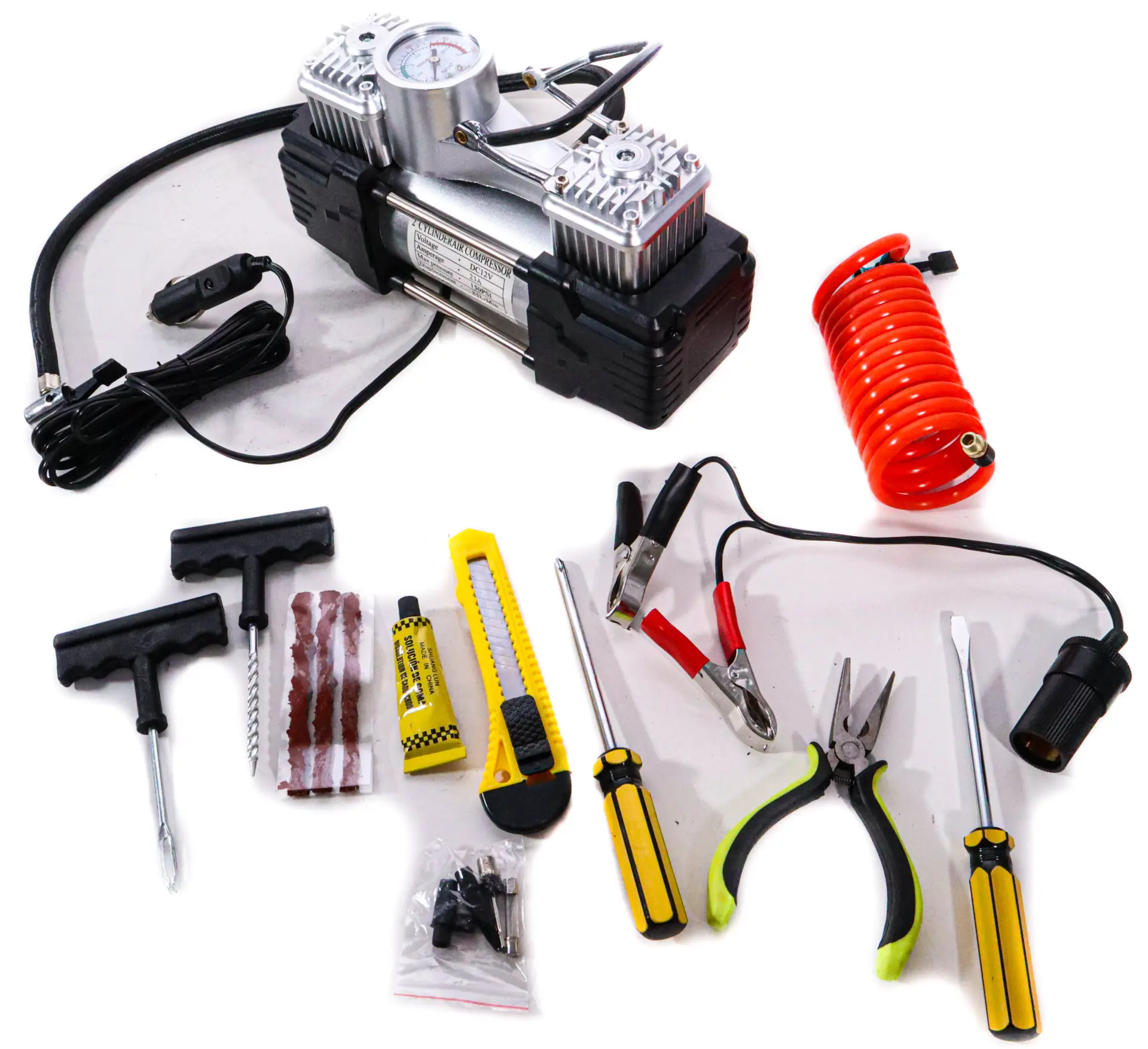 Compresoare auto - Compresor Auto cu 2 Cilindri + Kit Pana