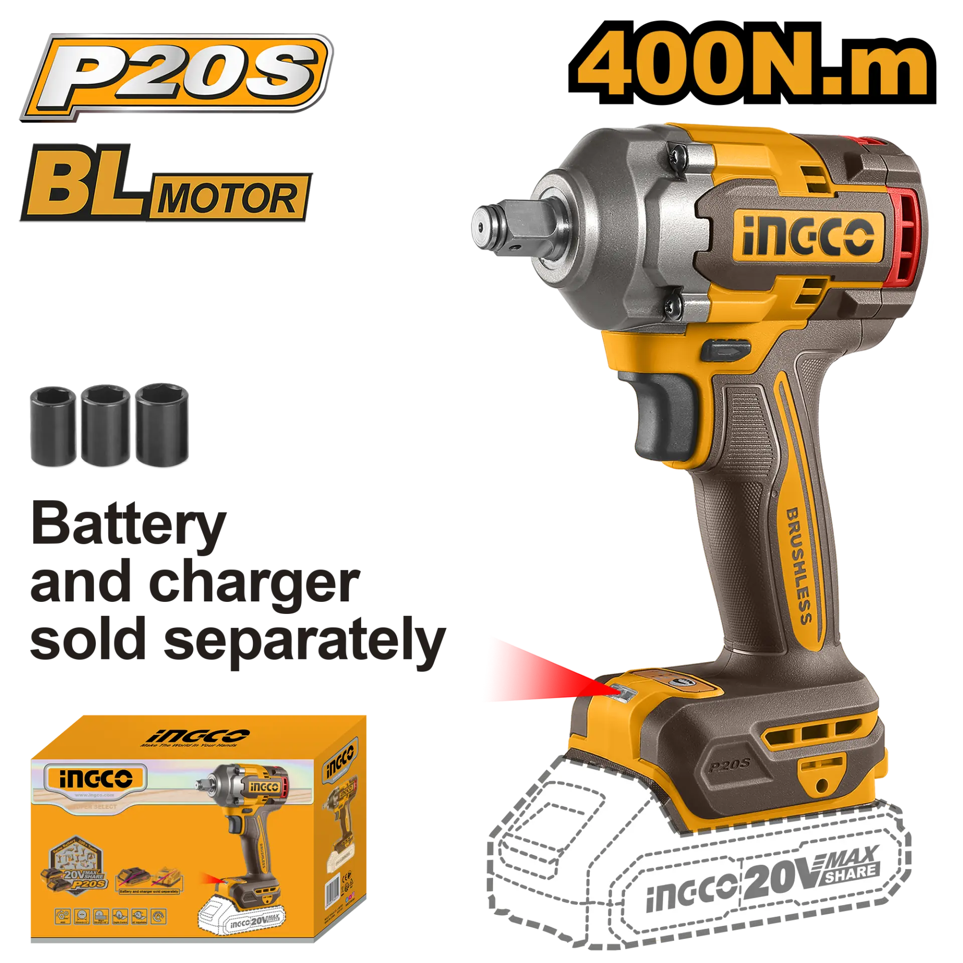 Pistoale de impact electrice - Filetanta cu Impact 20V 1/2 400 Nm