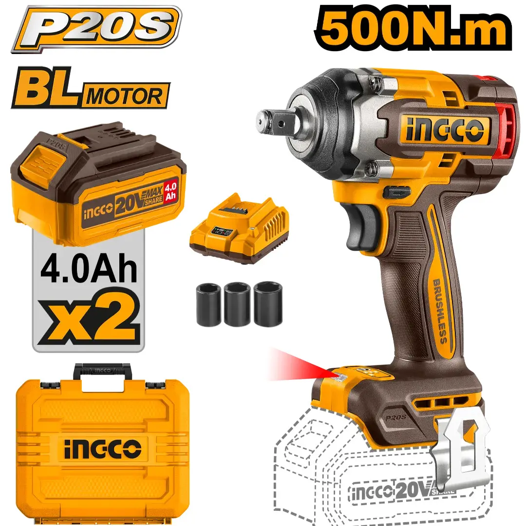 Pistoale de impact electrice - Filetanta cu Impact 20V BL 1/2 500 Nm cu 2 x 4.0Ah