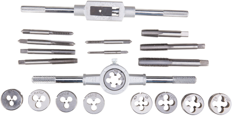 Rafturi si expozitoare - Filiere Manuale + Tarozi (20 piese) EvoTools - Diametru filiere (M3x0.5)-(M12x1.75) mm
