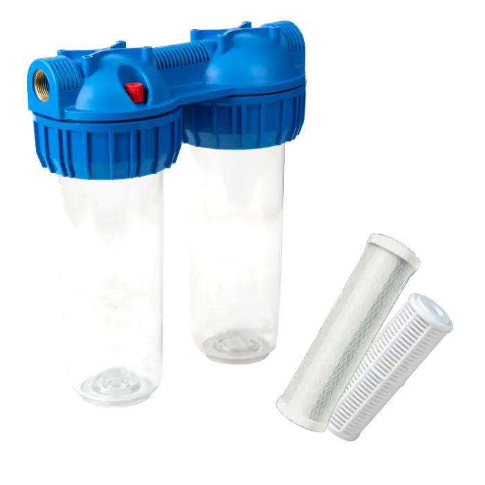 Sanitare - Filtru Apa Dublu cu Cartus cu Sita si Carbune EvoSanitary