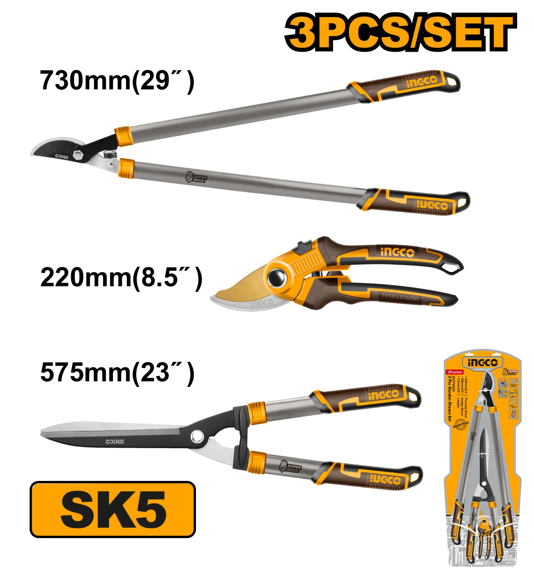 Unelte pentru gradinarit - Foarfeca pentru Gard Viu + Foarfeca pentru Pomi Set 3buc
