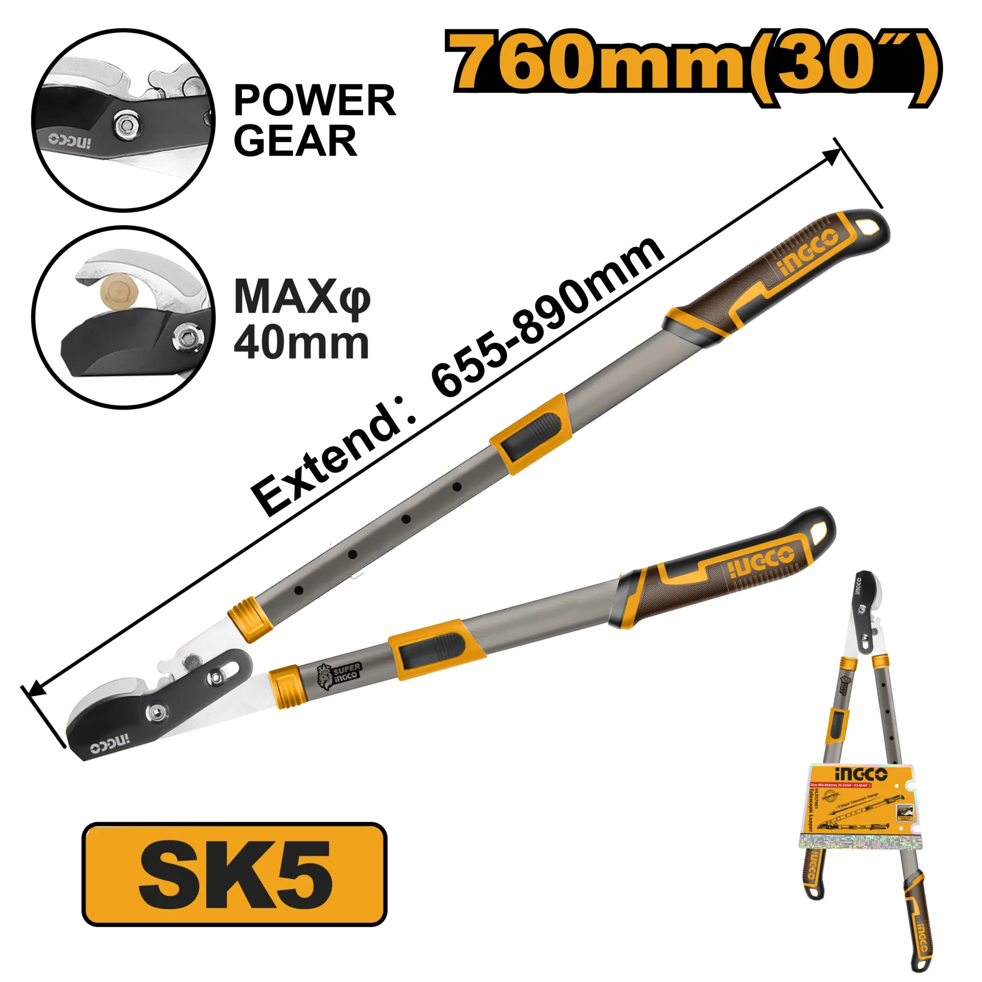 Unelte pentru gradinarit - Foarfeca pentru Pomi cu Maner Telescopic 655-890mm