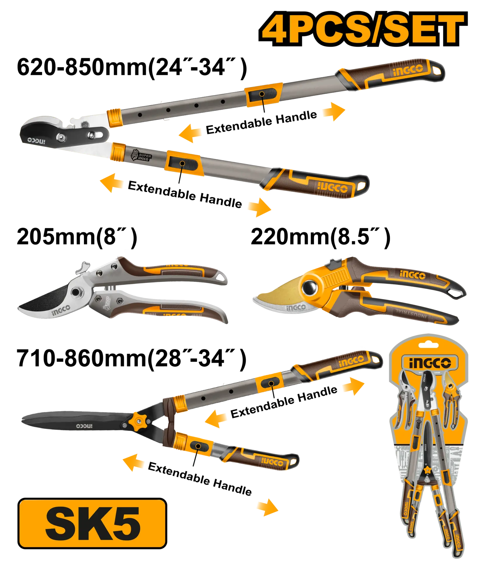Unelte pentru gradinarit - Foarfeci pentru Pomi Set 4buc