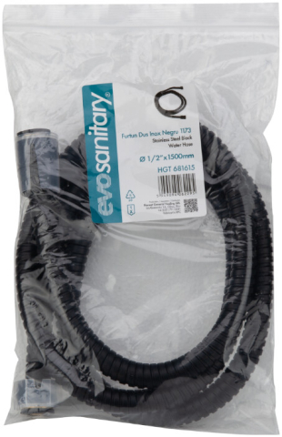 Furtun Dus Inox Negru EvoSanitary - Diametru furtun 1/2 inch Lungime furtun 1500 mm [1]