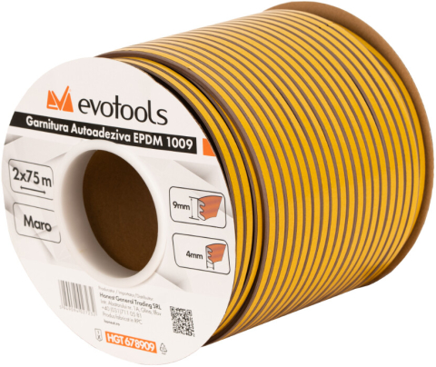 Garnitura Autoadeziva EPDM 1009 Profil E 2x75 m - Latime 9 mm Grosime 4 mm [2]