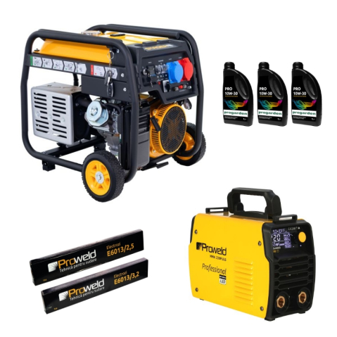 Generatoare si motoare - Generator cu invertor sudura, FD10000ER-E3R 8.5kW, benzina, multistart + MMA 220 PULS 220A, Pulse MMA, TIG Lift, Arc Force, VRD, electrod max. 5.0mm + 3L ulei PRO 10W-30 + 1kg electrozi 2.5mm + 1kg el