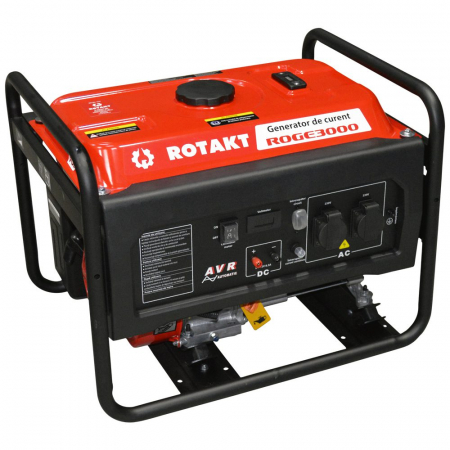 Generatoare - Generator De Curent Pe Benzină Rotakt ROGE3000 3.0 KW, AVR, Voltmetru, Iesire De 12V, Consum de 1,09L/oră
