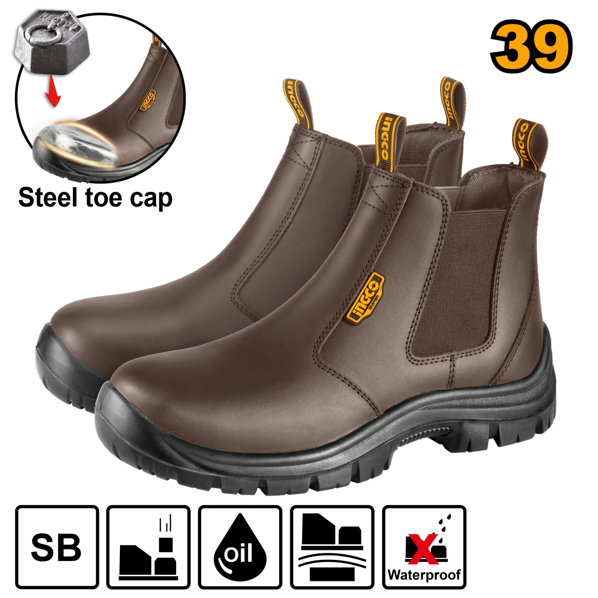 Bocanci de protectie - Ghete de Protectie Maro cu Varf de Metal