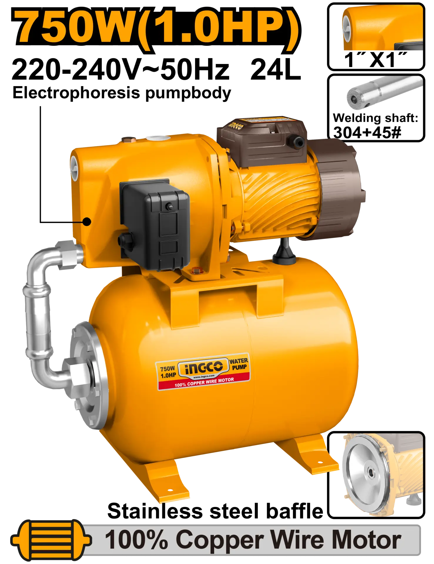 Gradina & gospodarie - Hidrofor 750W cu Vas 24L 1.0 HP