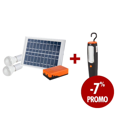 Electrice - Kit Iluminare LED Incarcare Solara si 2 Becuri 5W + Laterna Suport Magnetic 43 Leduri PROMO 1+1