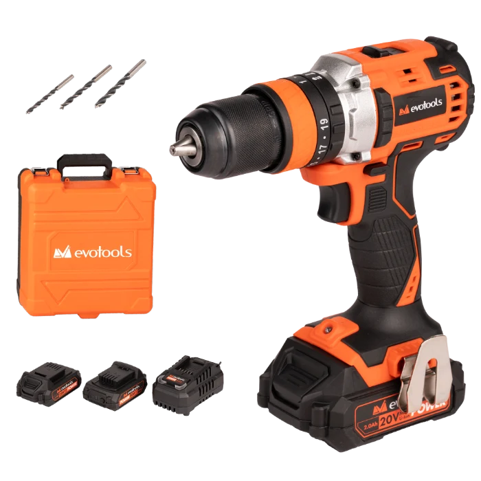 Scule & unelte - Kit Masina de Insurubat cu Percutie Brushless cu 2 Acumulatori si Incarcator MAX 20V POWER Evotools