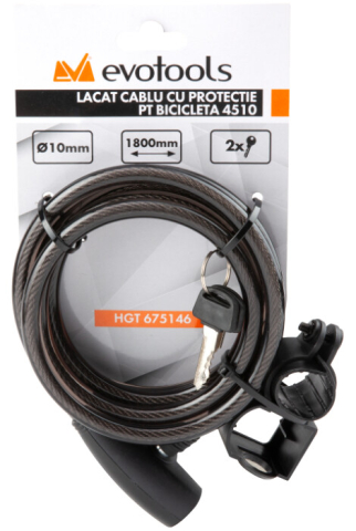 Lacat Bicicleta Cablu cu Protectie 4510 [1]