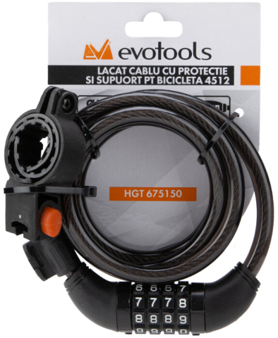 Lacat Bicicleta Cablu cu Protectie si Cifru 4512 [6]