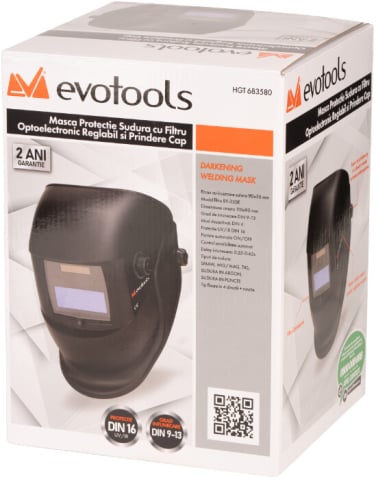 Scule & unelte - Masca Protectie Sudura cu Filtru Optoelectronic Reglabil si Prindere Cap Evotools