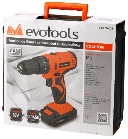Masina de Gaurit si Insurubat cu Percutie cu Acumulator CD Li-Ion 18V EvoTools [4]