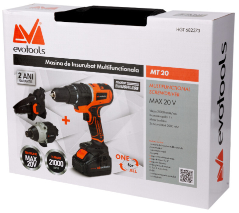 Scule & unelte - Masina de Insurubat MT20 Multifunctionala Brushless 3 Capete 2 Acumulatori si Incarcator MAX 20V ONE EvoTools