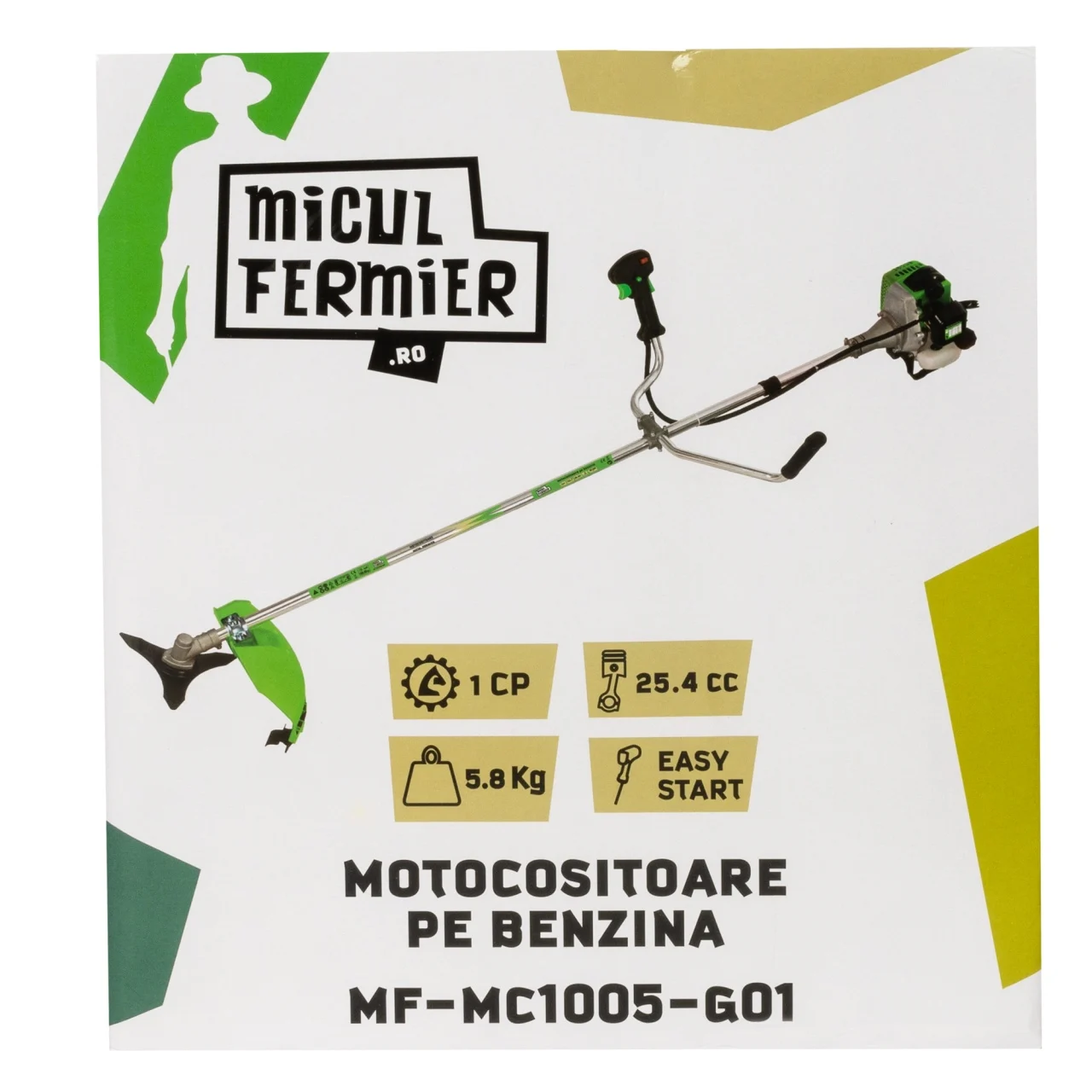 Motocositoare Micul Fermier 1CP, 25.4CC, motor benzina 2T, pornire rapida, 3 accesorii, tija 26mm [4]