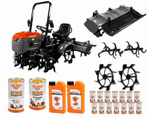 Minitractoare - Motocultor Ride-On (Minitractor) 4x4 14HP Diesel Pornire Electrica Tirant Hidraulic si Freza Motrica, Freze lucru, roti metalice si ulei inclus, 3 ani garantie