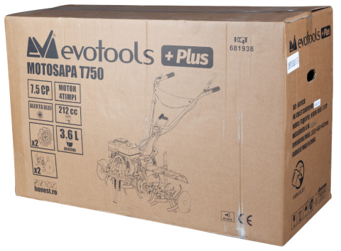 Motocultor T750 Evotools PLUS 7.5CP, cu Roti de Transport [1]